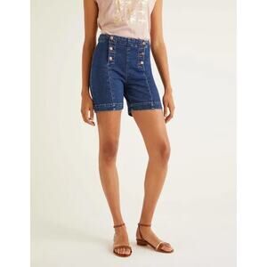 Boden Fife Denim Sailor Shorts Dark Wash Stretch sz 8